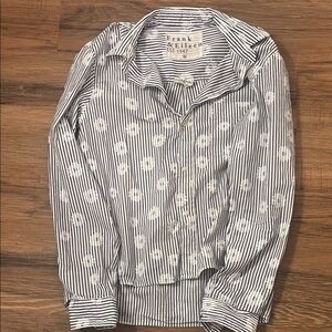 Frank & Eileen Blue Striped Floral Shirt